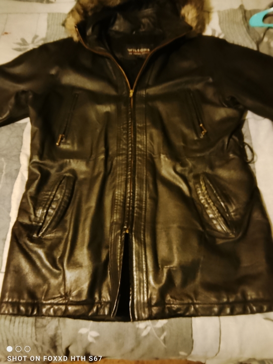 Wilson Jackets & Blazers - Vintage WILSONS LEATHER 90s Bomber Jacket Size M Black Removable Fur Hood Y2K